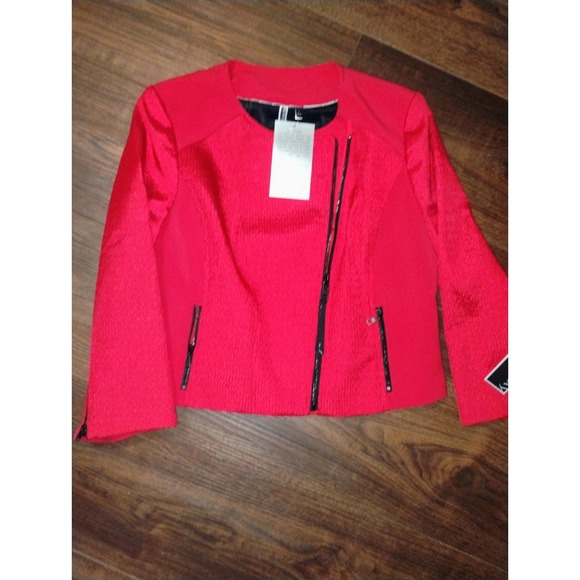 Mary Kay Cosmetics L Large  Red Twinhill Zip Blazer Moto Career Makeup - Picture 1 of 7